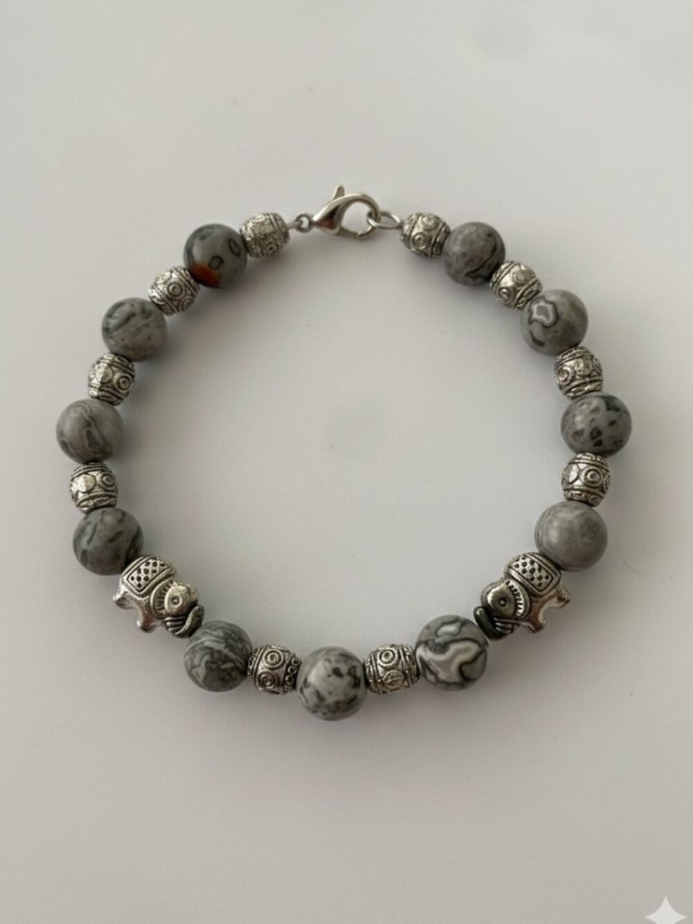 Scenery Jasper and Elephant Gemstone Bracelet - Picture 2 of 4
